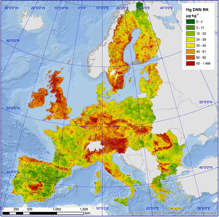 Mercury content in the European Union topsoil