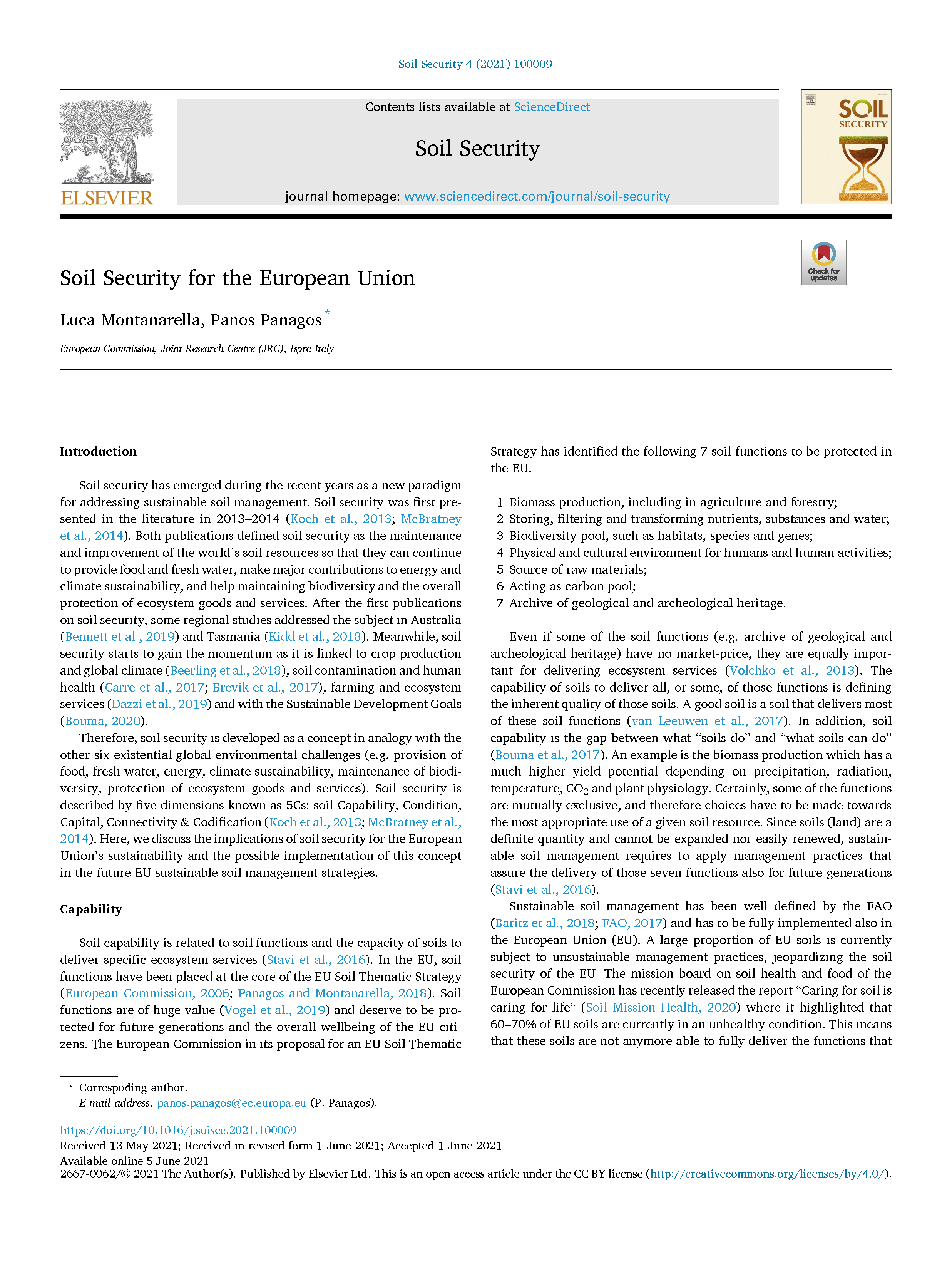 Soil Security for the European Union